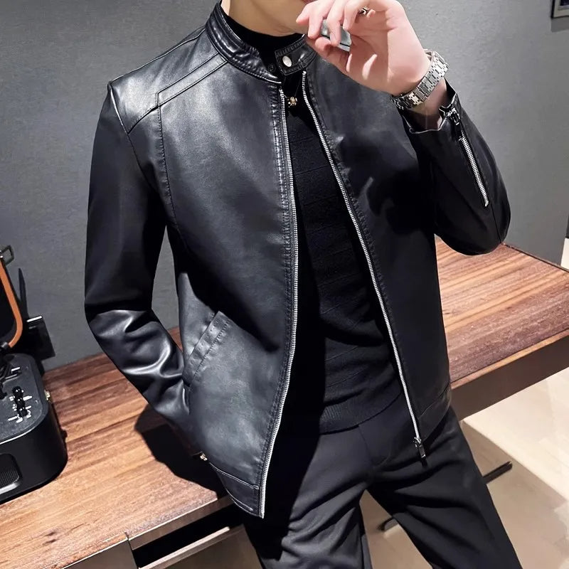 Jaqueta de Couro Casual Masculina Sampaio®
