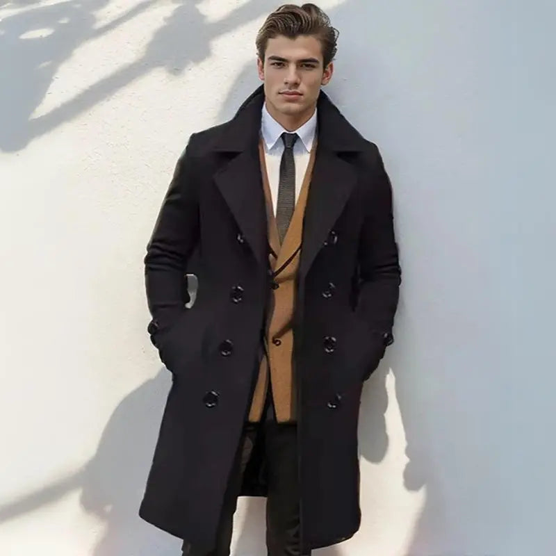 Sobretudo Longo Transpassado de Lã Masculino Sampaio®