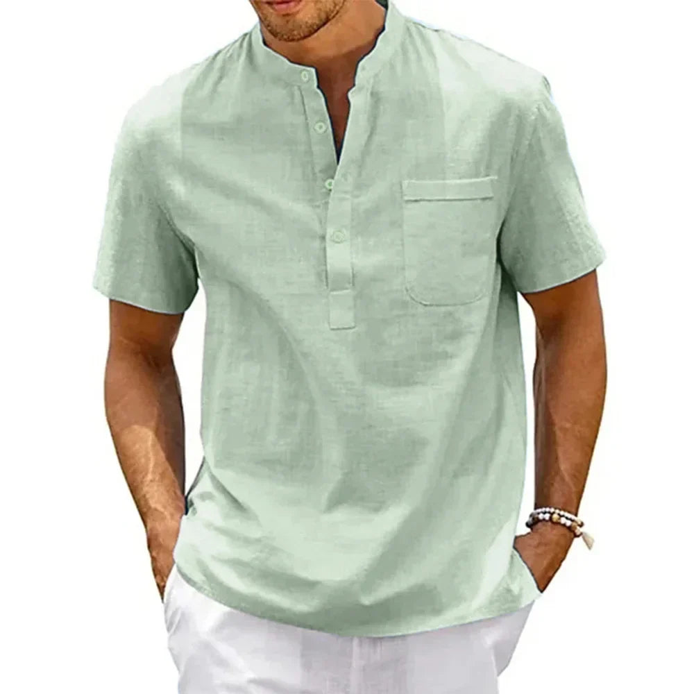 Camisa Manga Curta em Linho Masculina Sampaio®