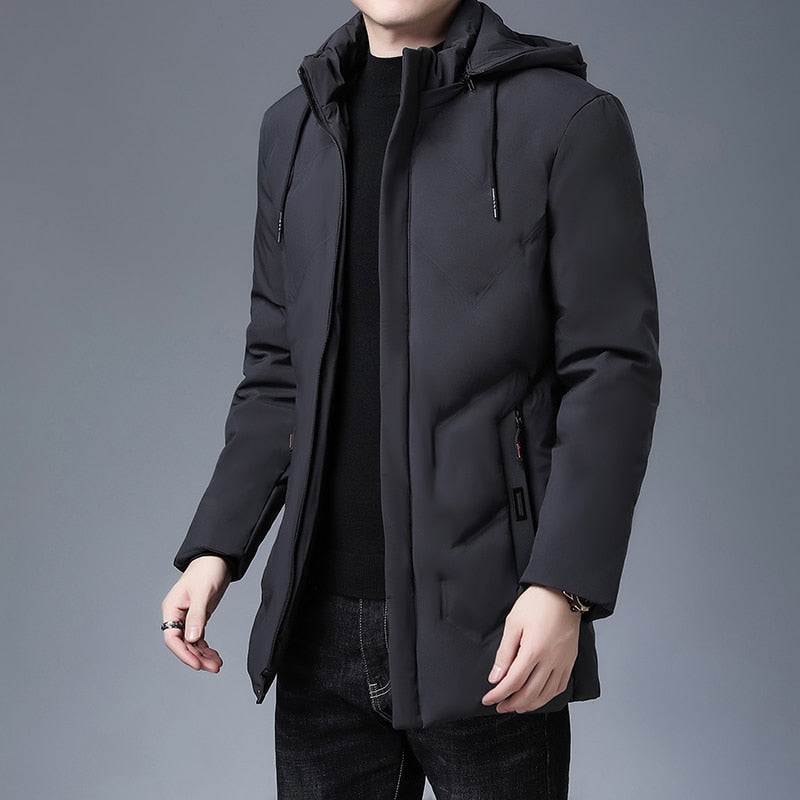Jaqueta Masculina Longa com Capuz