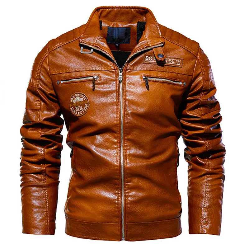 Jaqueta Masculina de Motoqueiro em Couro