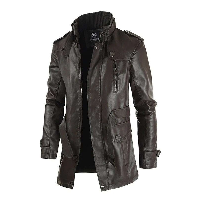 Jaqueta longa de Couro Masculina Sampaio®