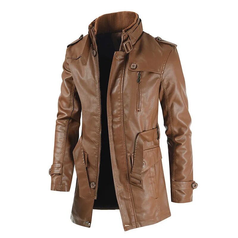 Jaqueta longa de Couro Masculina Sampaio®