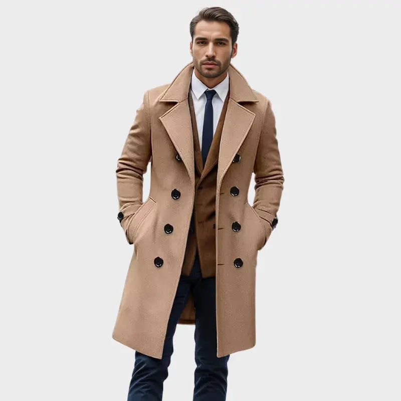 Sobretudo Longo Transpassado de Lã Masculino Sampaio®